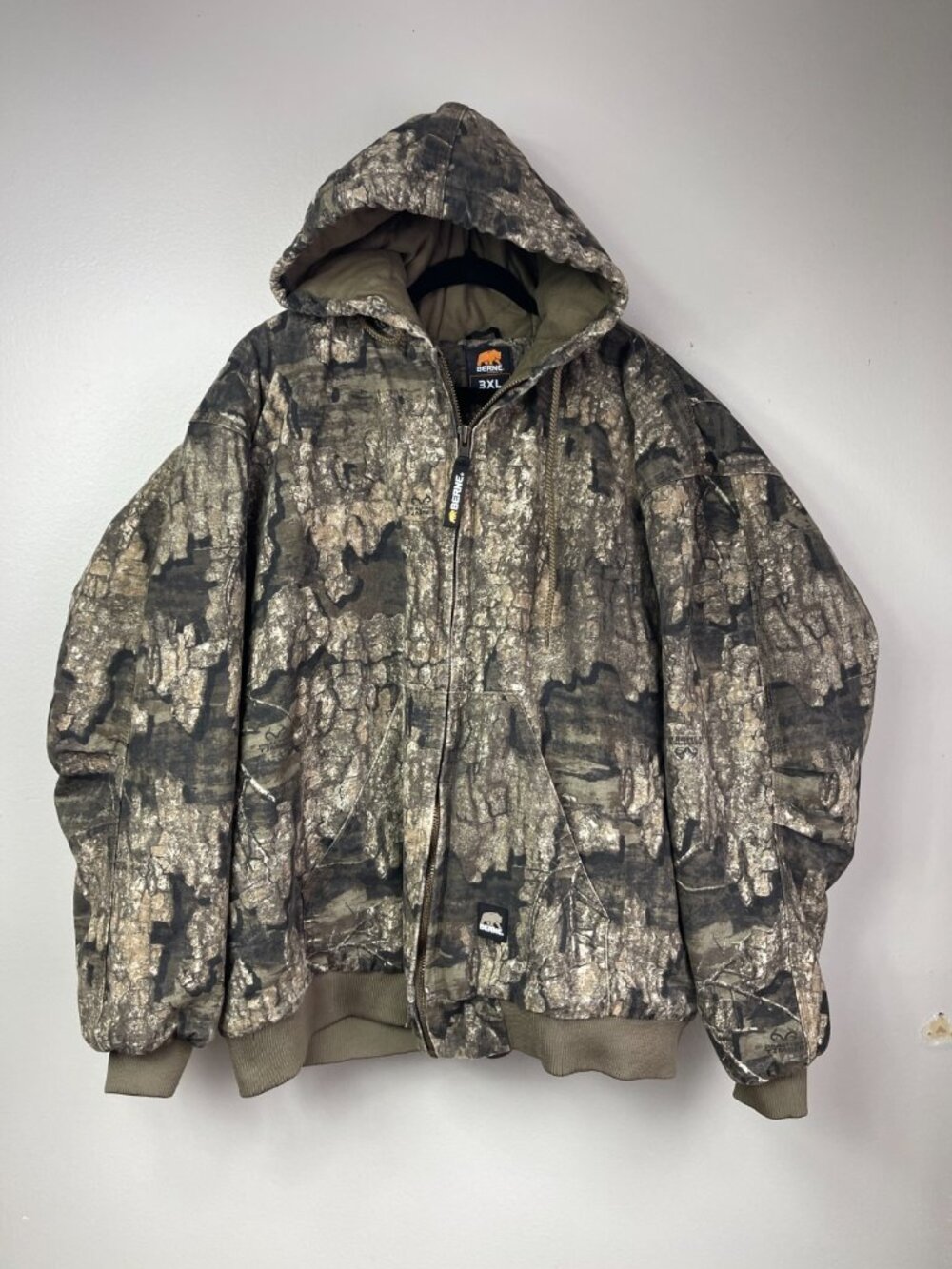 Berne Realtree Camo Hooded Insulated Duck Jacket 3XL Heavy Work Hunting Coat
